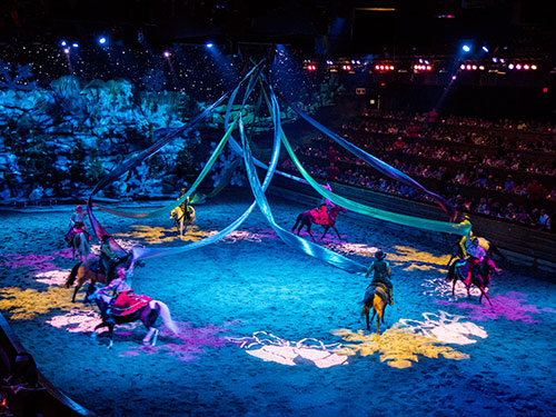 Christmas show with horses and performers in Branson.