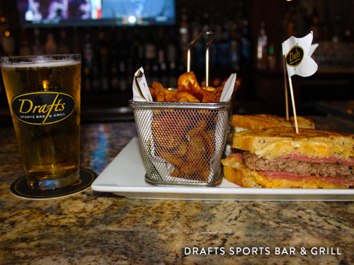 Food and alcohol served at Drafts Sports Bar and Grill.