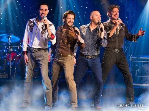 Gospel Quartet singing at a live Branson show.