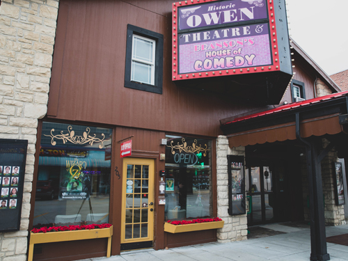 Outside view of a historic live show theatre in Historic Downtown Branson.