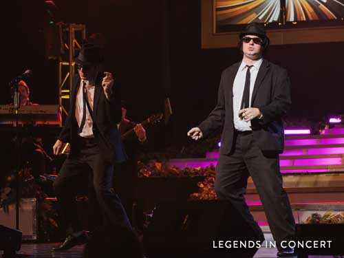 Blues Brothers performing on stage in Branson, MO.