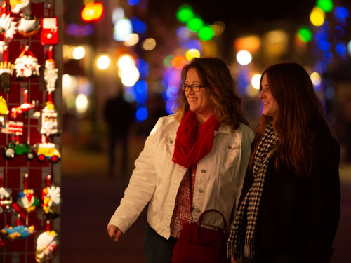 Two women shopping at Silver Dollar City's Christmas store.