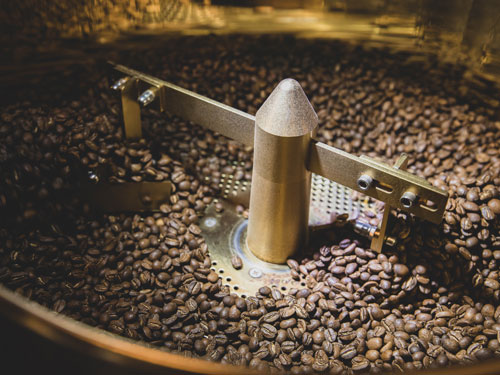 Coffee beans roasting in Branson coffee shop.