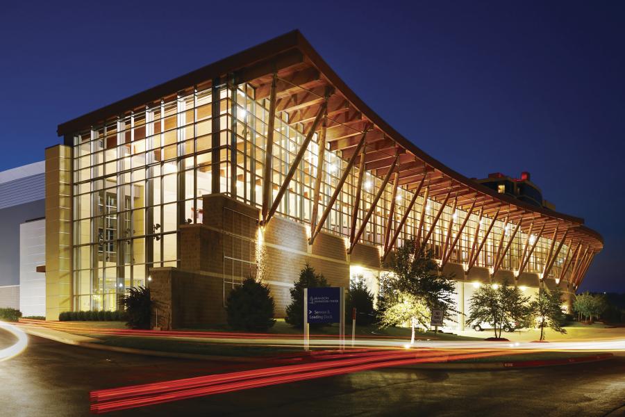 Branson Convention Center exterior at night.