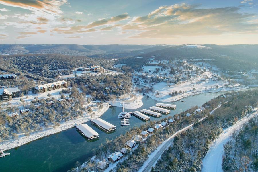 Winter Snowglobe BCL Big Cedar Lodge Christmas Winter Lodging Lake