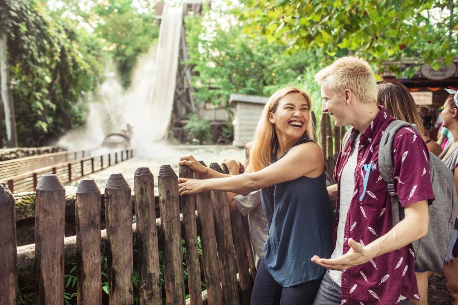 two teenagers laugh with each other at SDC
