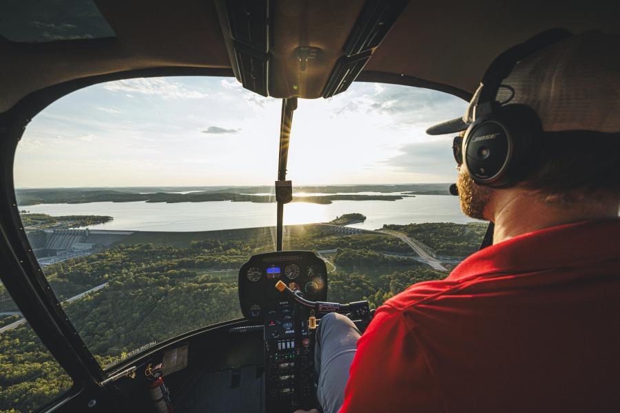 Scenic helicopter view of Table Rock Lake