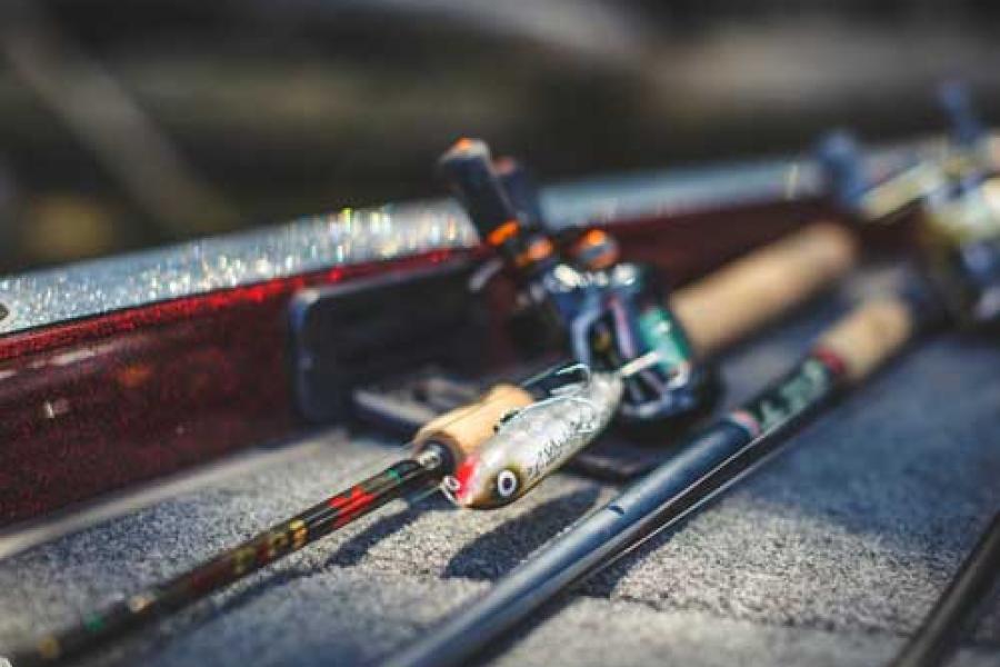 Fishing rods for Branson bass fishing on three local lakes.