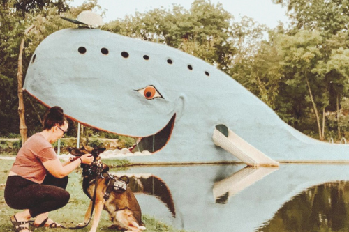 blue whale of catoosa ok and girl with dog