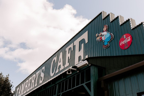 outside of lamberts cafe in ozark, mo