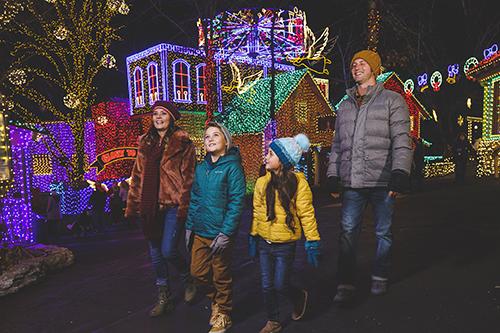 an old time christmas silver dollar city lights in branson