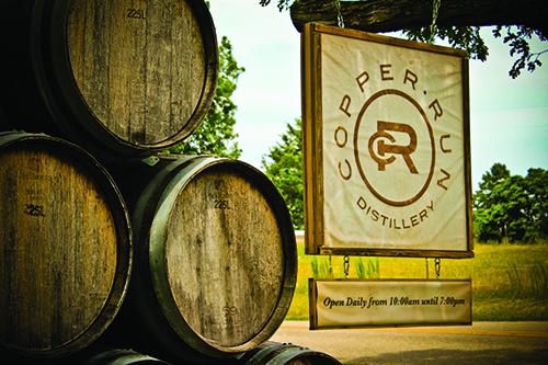 copper run distillery barrels in branson