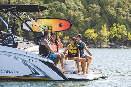 family on boat on table rock lake in branson