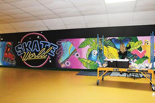 branson mural inside skateworld