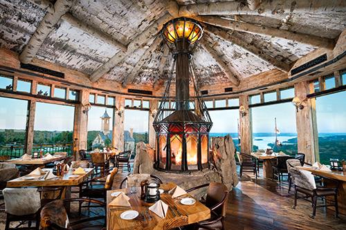 inside view of osage restaurant at top of the rock in branson