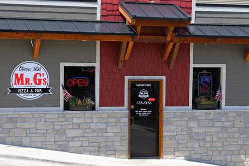 The front of Mr.G's Chicago Style Pizza shop.