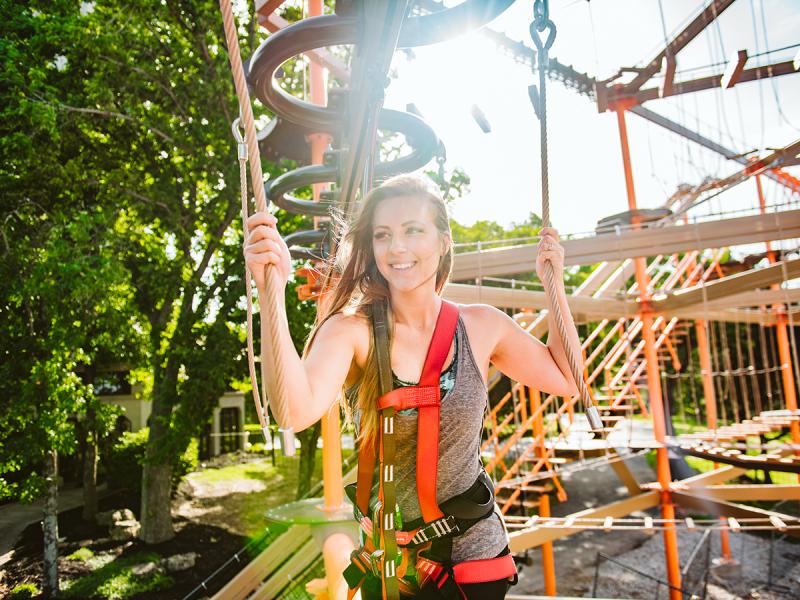 Experience the exciting Ropes Course at Adventure Park.