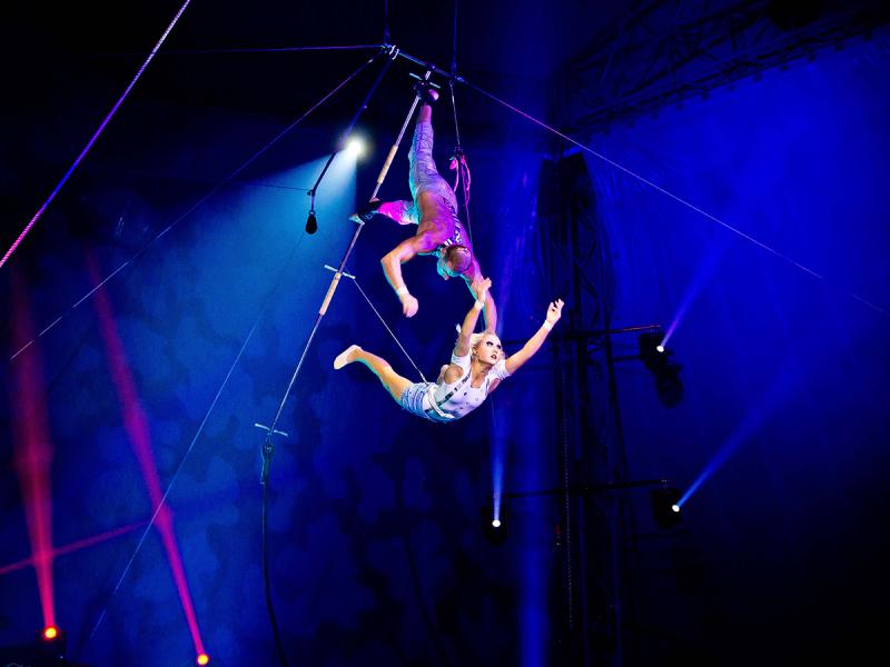 CirqUnique performers doing an aerial perch act at Silver Dollar City.