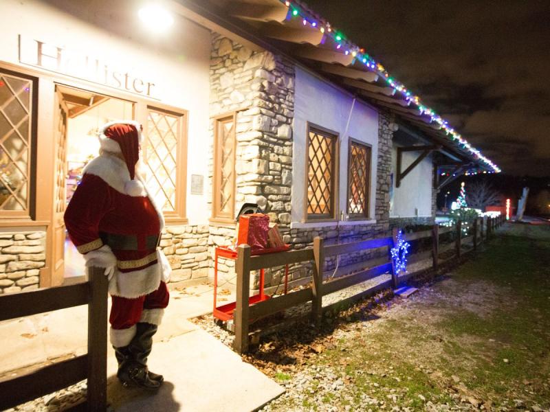 Santa at the train station in Hollister, Missouri