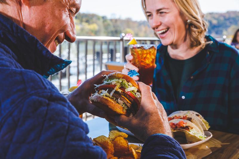 Take a shark-sized bite at Landshark burgers.