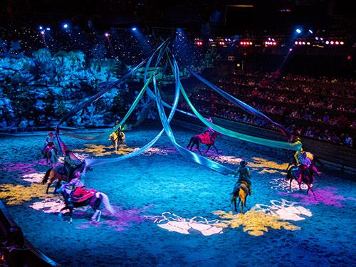 Christmas show with horses and performers in Branson.