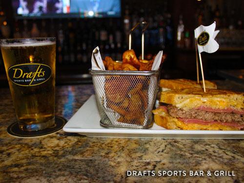 Food and alcohol served at Drafts Sports Bar and Grill.