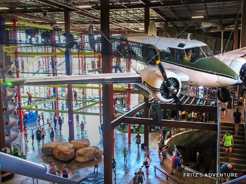 Indoor climbing attraction with ropes course, rock walls and tunnels in Branson.