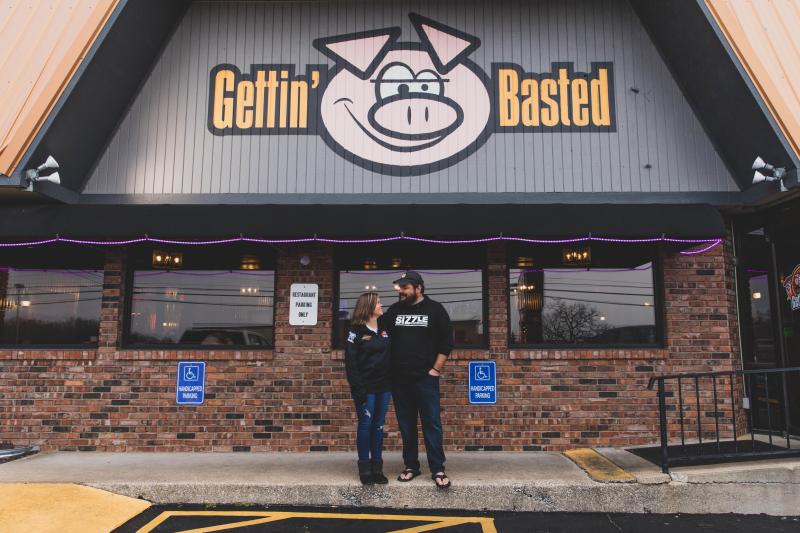 Husband and wife co-owners and chefs at a barbecue restaurant in Branson.