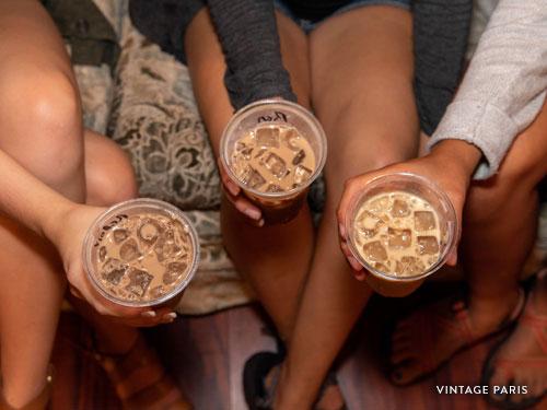 Three coffee drinks at Branson coffee shop.