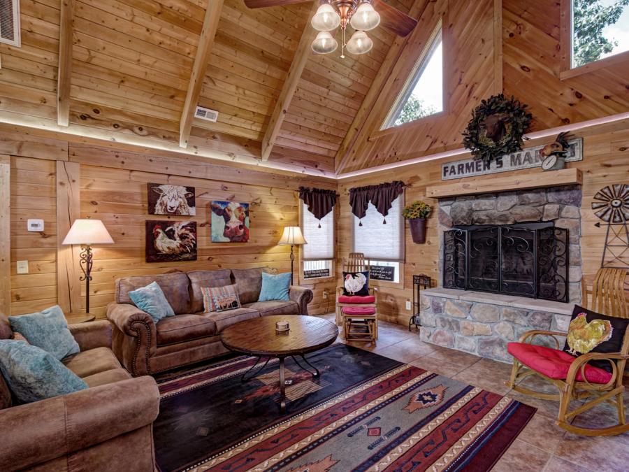 Spacious Living Rooms with Wood Burning Fireplaces