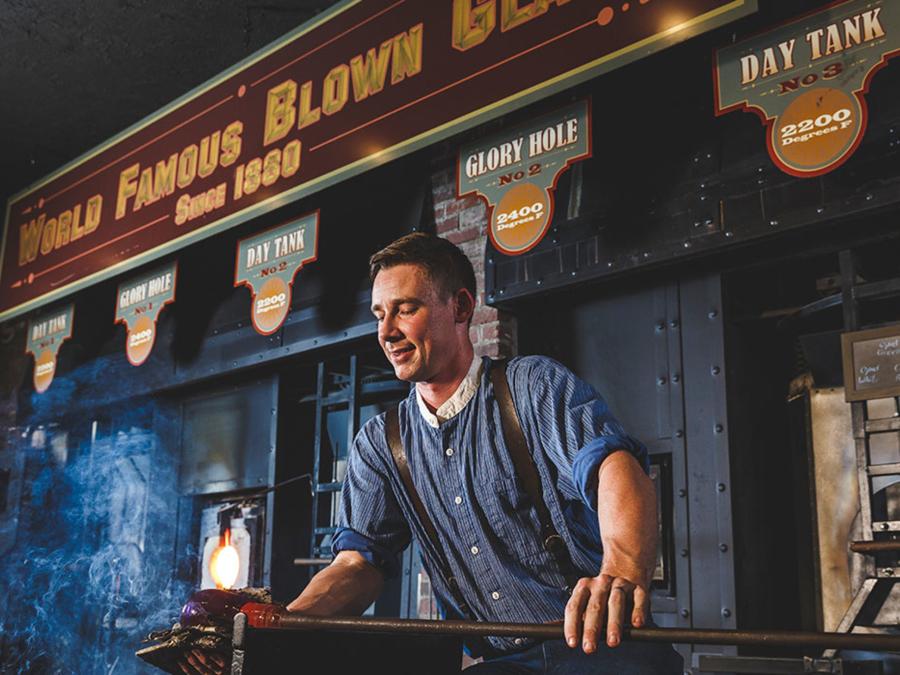 Watch 100 demonstrating craftsmen including blown glass and more