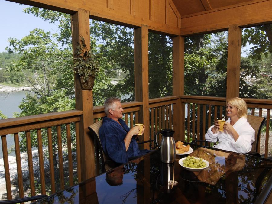 Enjoy a screened in deck on all our lodges
