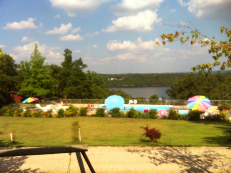 View of the pool and lake from the office