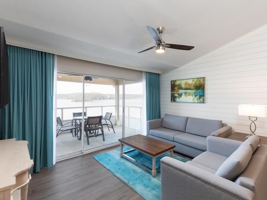 In room living space next to lakeview balcony