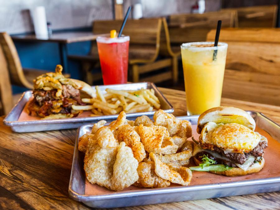 American Wagyu Beef Burgers and Fresh Pork Rinds