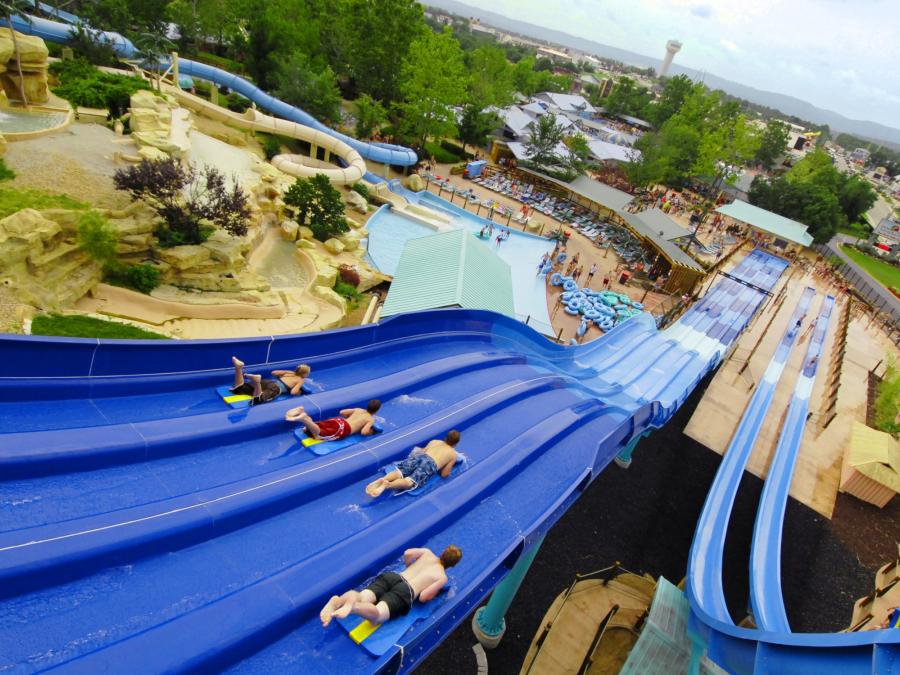 Guests enjoy the Kalani Towers Mat Racer at White Water