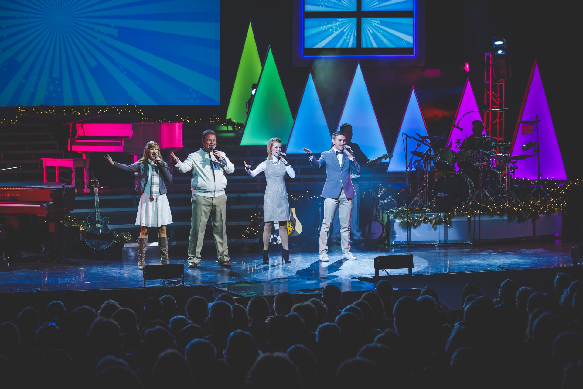 a brett family christmas on stage in branson