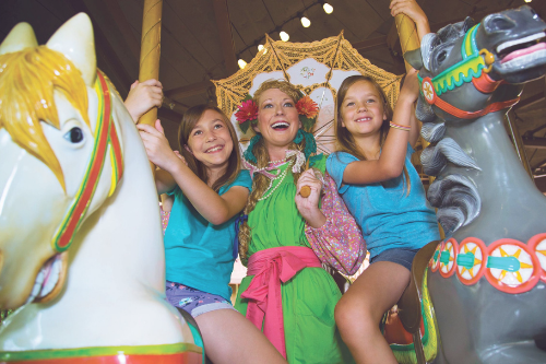 children on carousel at silver dollar city