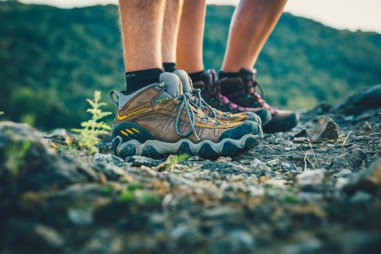 hiking boots on trail in branson