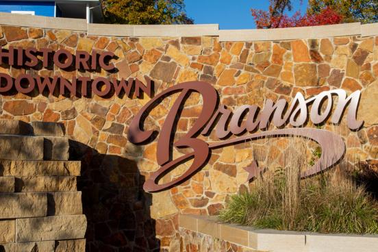 Sign of Historic Downtown Branson. 