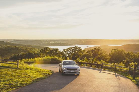 Car on scenic road in Branson