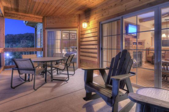 Back patio of a room at Welk Resorts in Branson. 